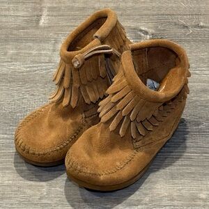 Fringed Tan Kids Shoes